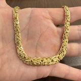 18k Yellow Gold 34.7g Ladies Thick Graduated Byzantine Link Necklace Italy 17"