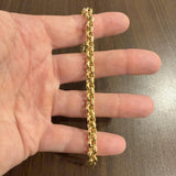 14k Yellow Gold 10g Ladies Faceted 7.5mm Rolo Link Bracelet Italy 7.75"