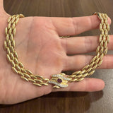 14k Yellow Gold 44.6g Ruby and Diamond Panther Link Necklace Italy 16"