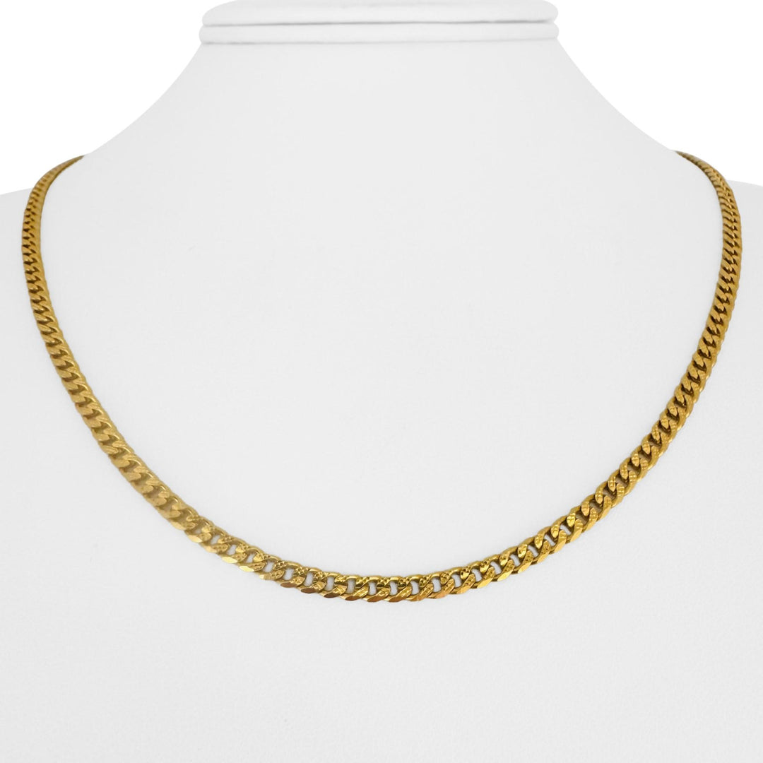 22k Yellow Gold 15.8g Solid Diamond Cut 3.5mm Curb Link Chain Necklace 19"