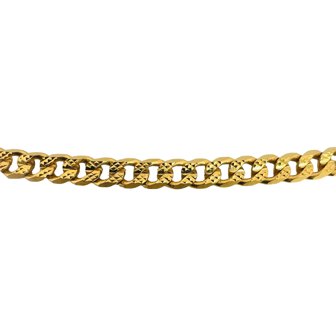 22k Yellow Gold 15.8g Solid Diamond Cut 3.5mm Curb Link Chain Necklace 19"
