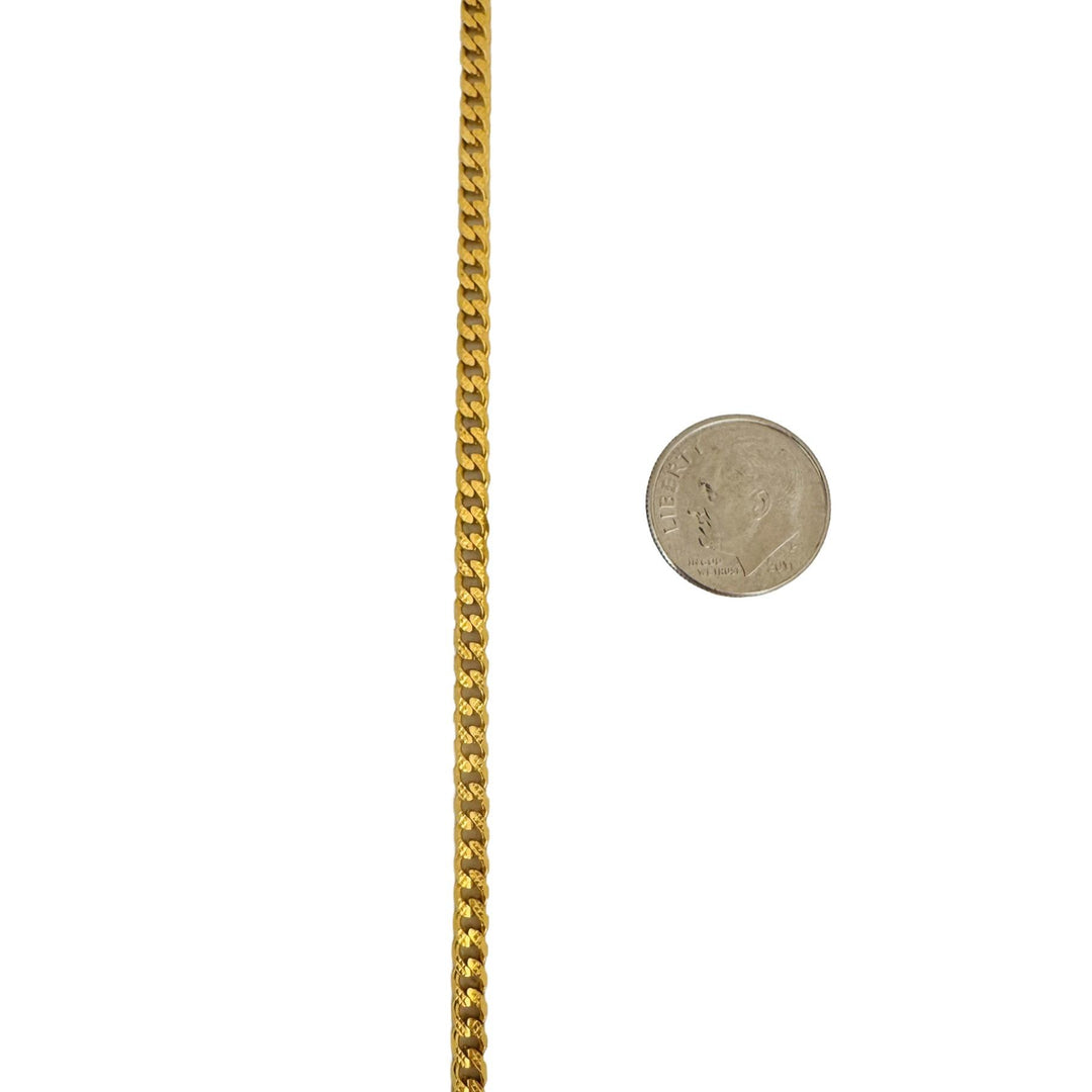 22k Yellow Gold 15.8g Solid Diamond Cut 3.5mm Curb Link Chain Necklace 19"