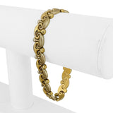 18k Yellow and White Gold 15g Ladies Vintage 9mm Fancy Link Bracelet Italy 7.5"