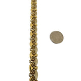 18k Yellow and White Gold 15g Ladies Vintage 9mm Fancy Link Bracelet Italy 7.5"