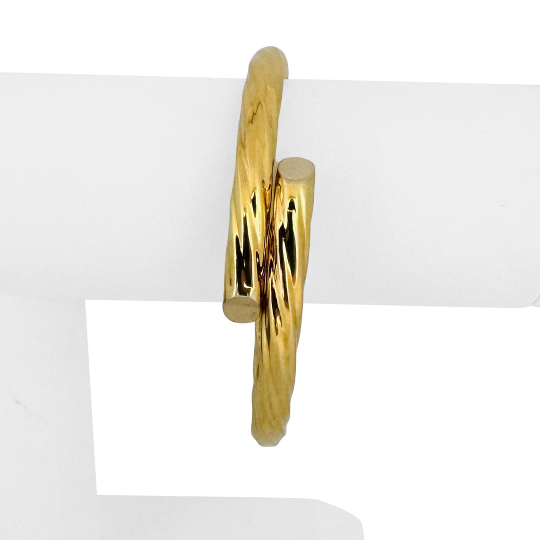 18k Yellow Gold 17.5g Vintage Spiral Twisted Bypass Bangle Bracelet Italy 7.25"