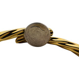 18k Yellow Gold 17.5g Vintage Spiral Twisted Bypass Bangle Bracelet Italy 7.25"