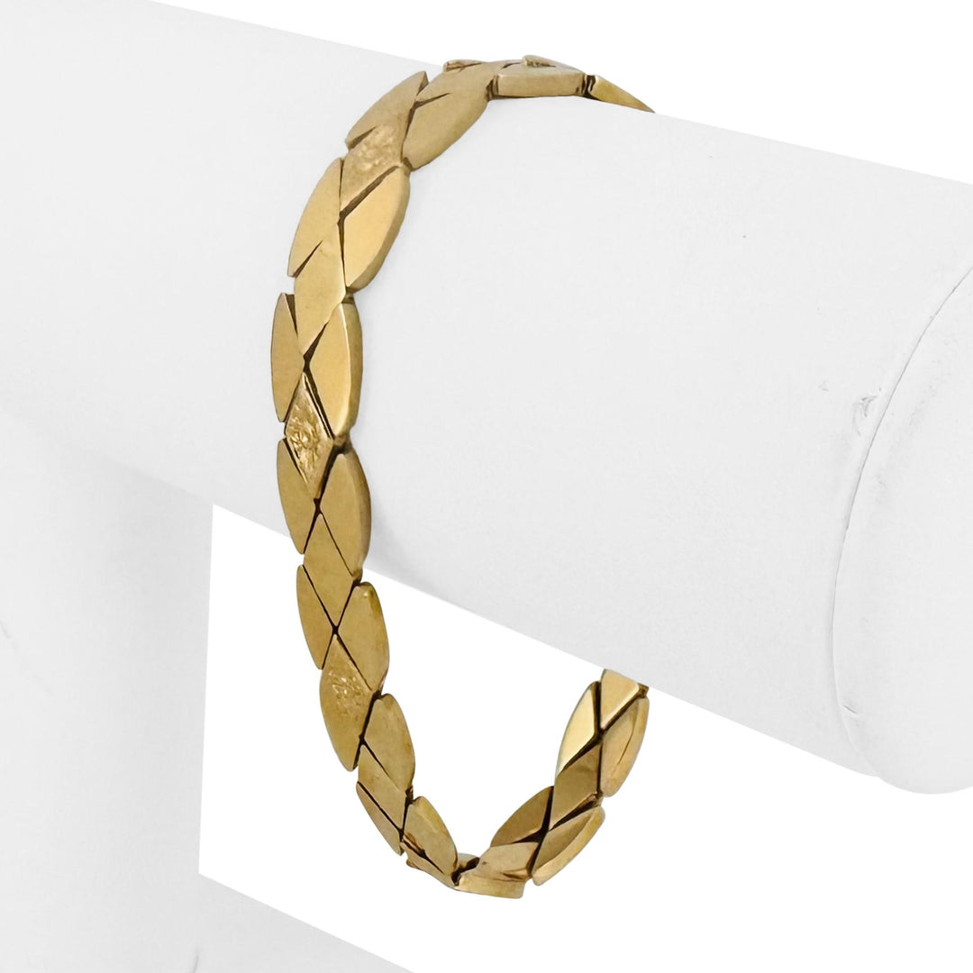 18k Yellow Gold 17.8g Vintage Solid 8mm Fancy Link Bracelet Italy 7"