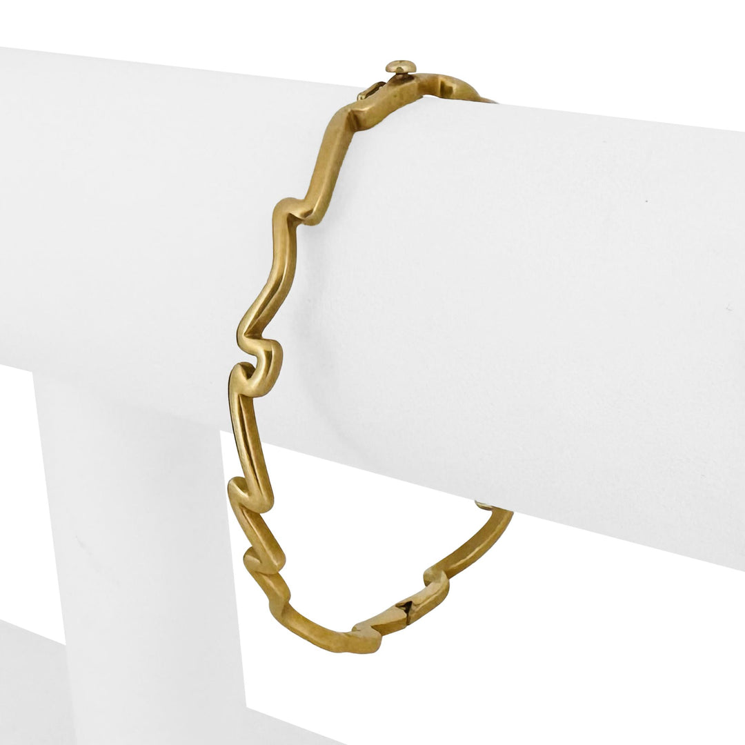 18k Yellow Gold 15g Solid Vintage 6mm Zig Zag Bangle Bracelet 7"