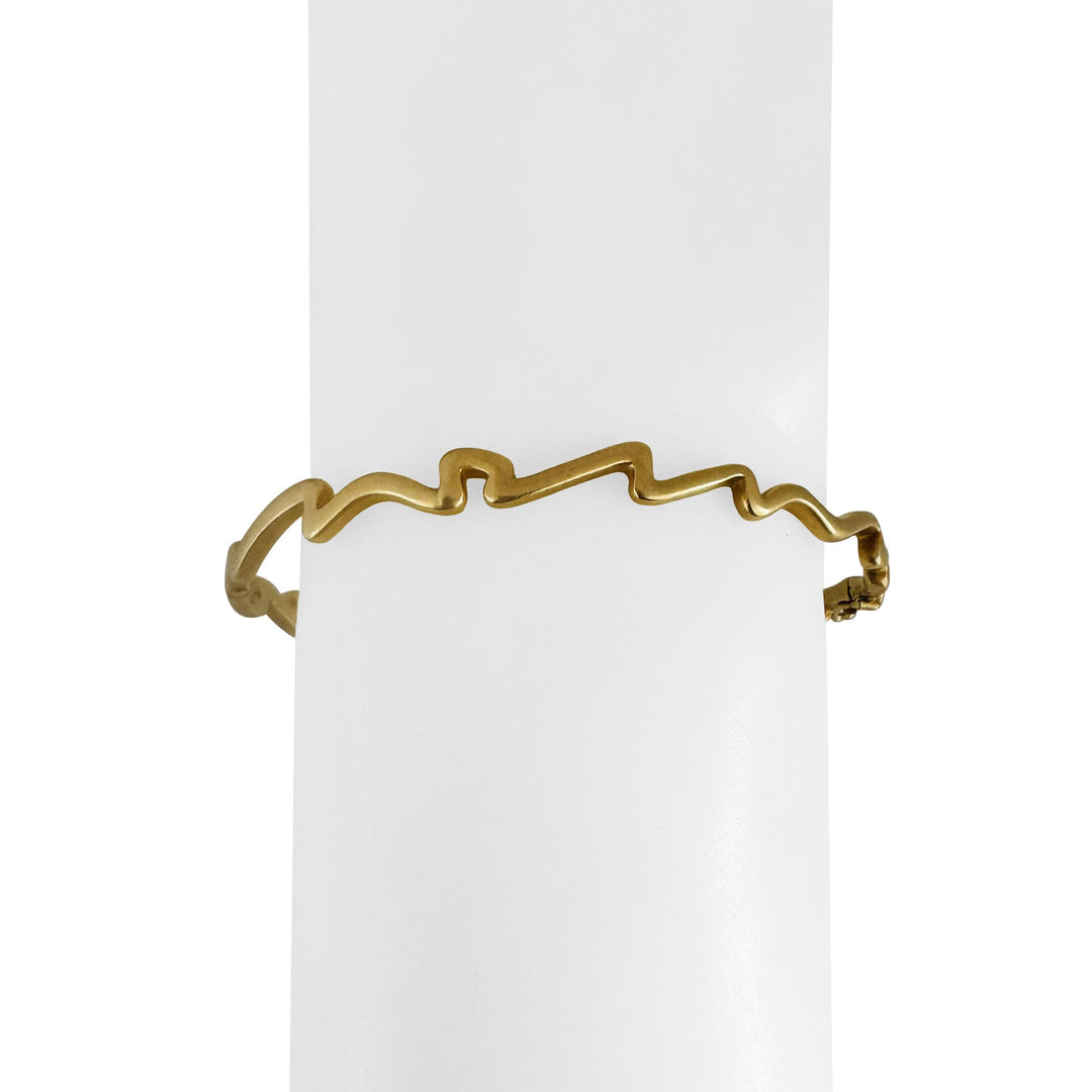 18k Yellow Gold 15g Solid Vintage 6mm Zig Zag Bangle Bracelet 7"