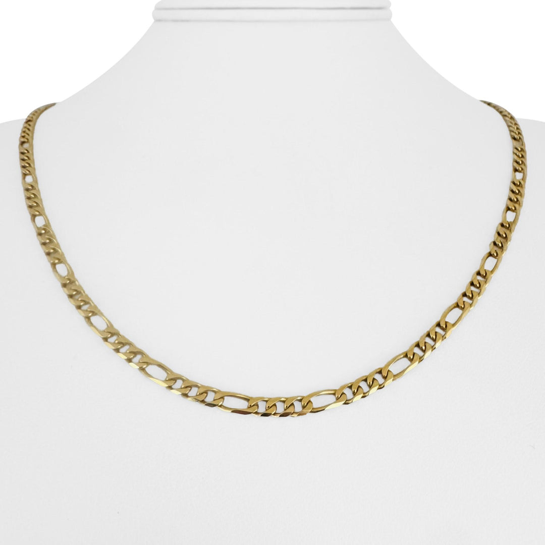 18k Yellow Gold 14g Solid Vintage 3.5mm Figaro Link Chain Necklace Italy 20"