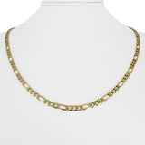 18k Yellow Gold 14g Solid Vintage 3.5mm Figaro Link Chain Necklace Italy 20"