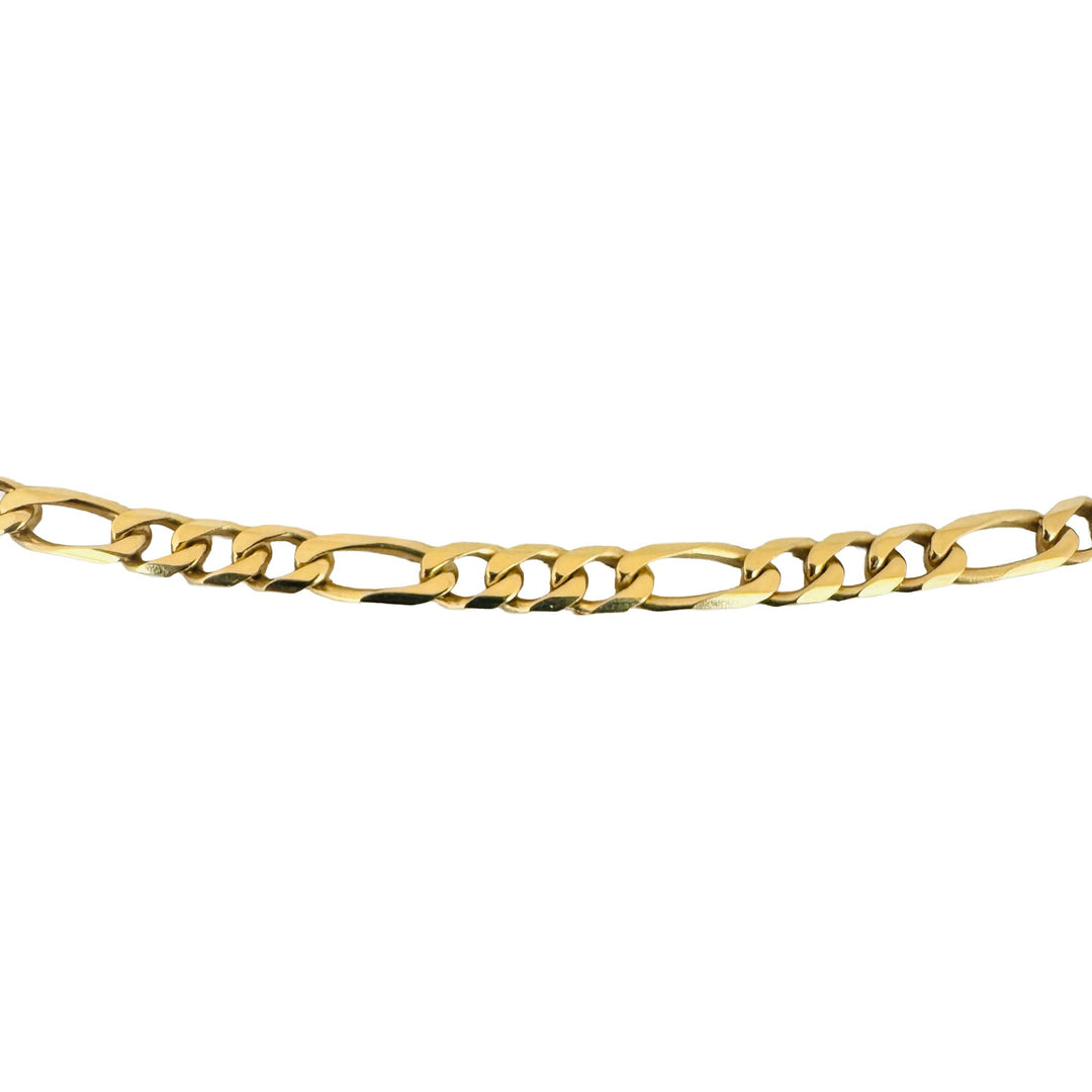 18k Yellow Gold 14g Solid Vintage 3.5mm Figaro Link Chain Necklace Italy 20"