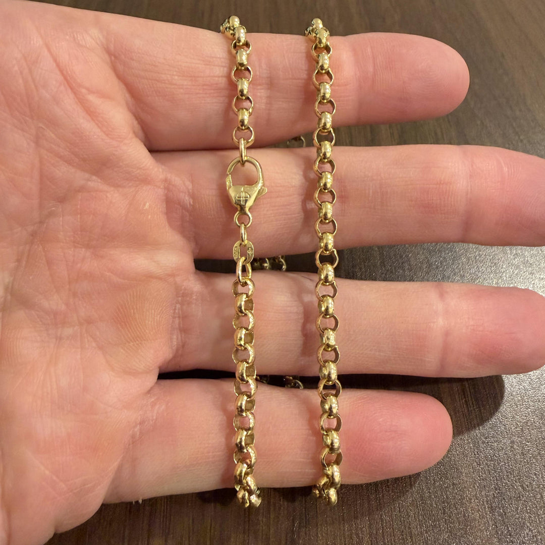 14k Yellow Gold 22g Solid Heavy Ladies 4.5mm Rolo Link Chain Necklace Italy 16"