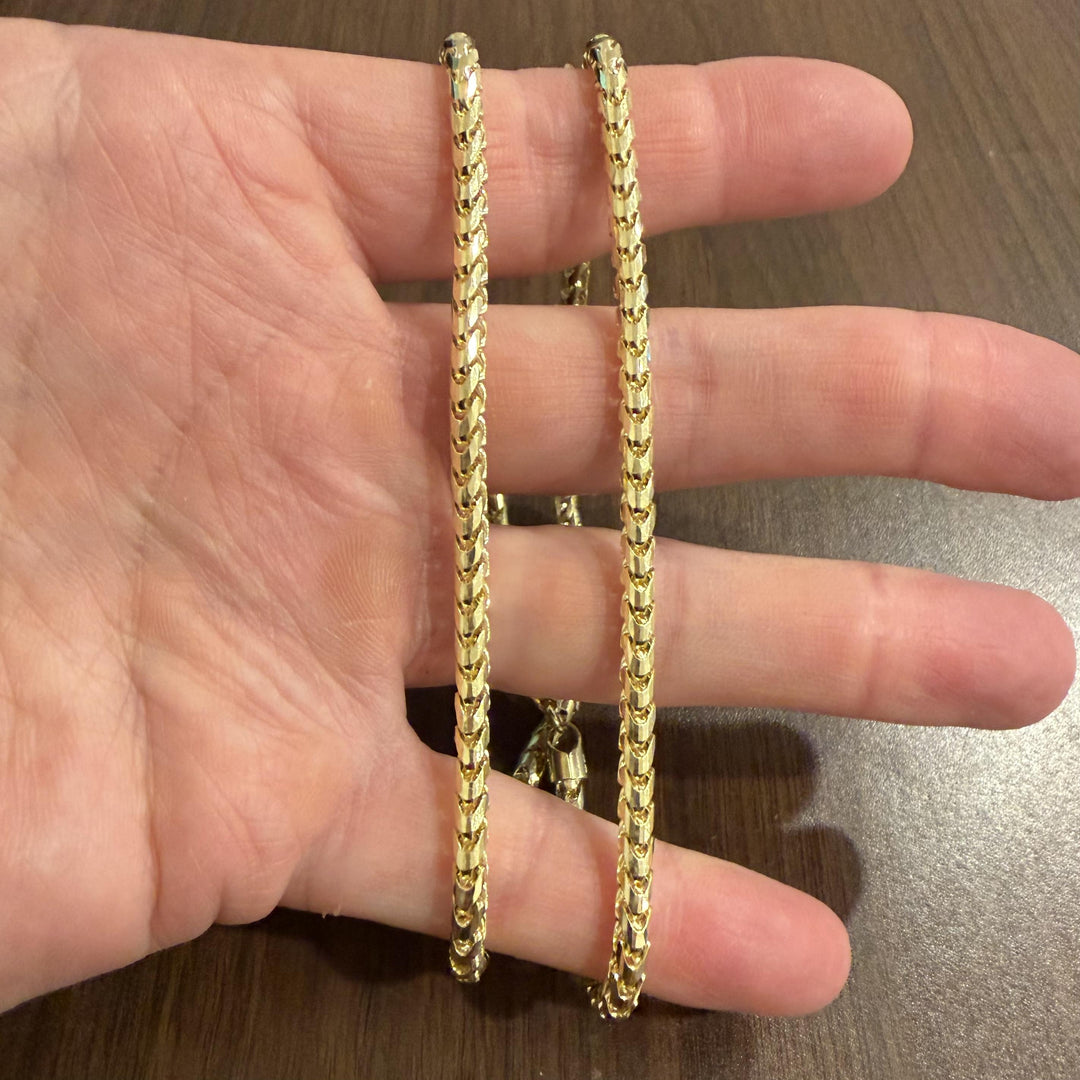 14k Yellow Gold 47.8g Solid Heavy 4mm Squared Franco Link Chain Necklace 22"