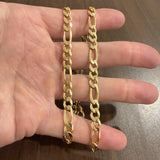 14k Yellow Gold 34.7g Solid Heavy 6.5mm Figaro Link Chain Necklace Italy 21"