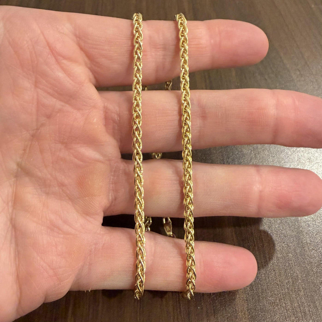 14k Yellow Gold 19g Solid Ladies 3.5mm Wheat Link Chain Necklace Italy 18"