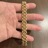 14k Yellow Gold 24.2g Ladies 14mm Two Strand Rolo Link Bracelet Italy 7.75"
