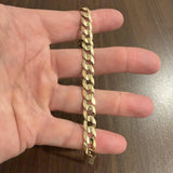 10k Yellow Gold 19.3g Solid Flat 8.5mm Men's Curb Link Bracelet 9.5"