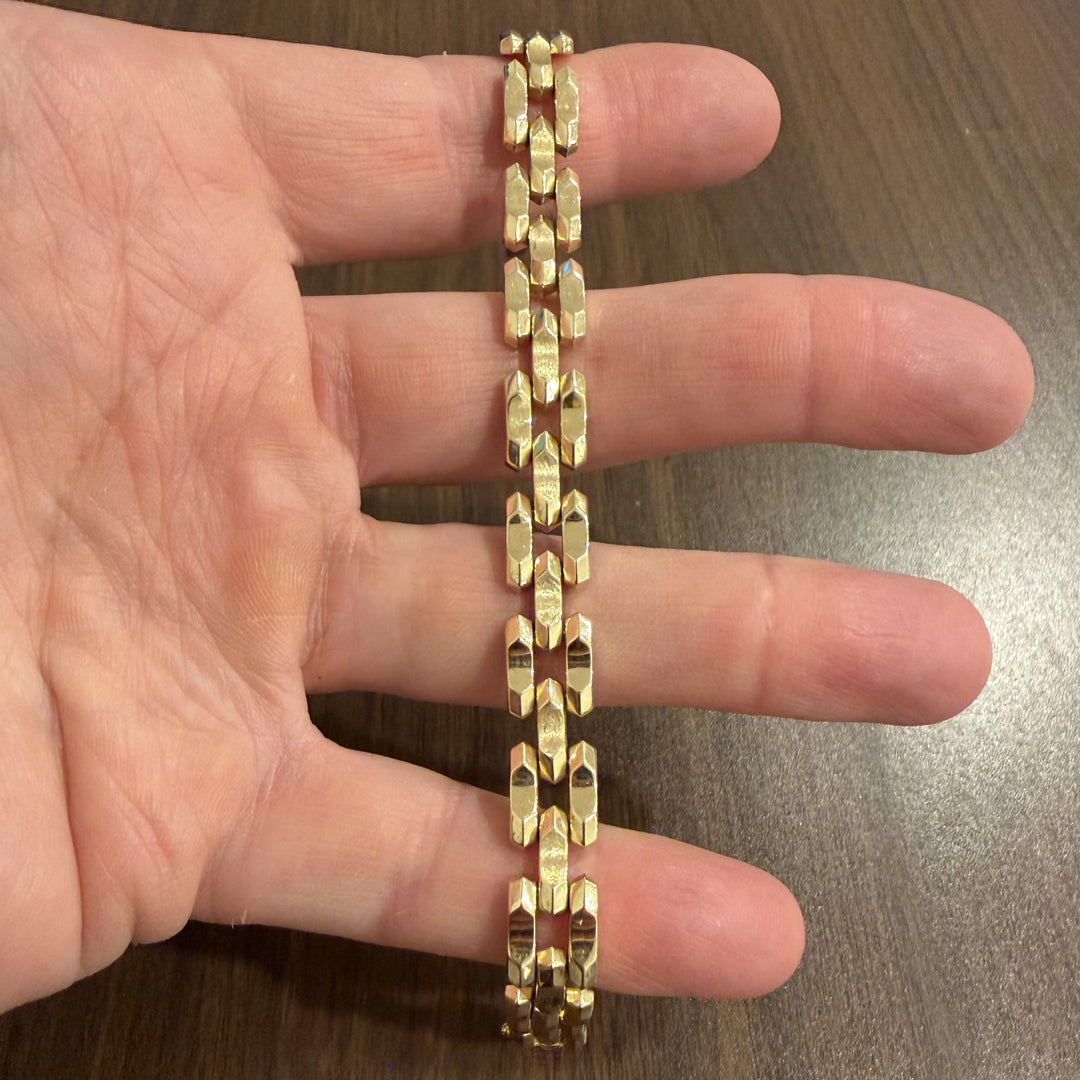 14k Yellow Gold 15.2g Vintage Milor 9mm Fancy Panther Link Bracelet Italy 7"