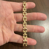 14k Yellow Gold 15.2g Vintage Milor 9mm Fancy Panther Link Bracelet Italy 7"