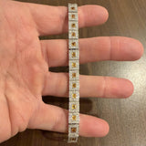 18k White Gold 2.25cttw Diamond and Citrine Square Link Bracelet 7"
