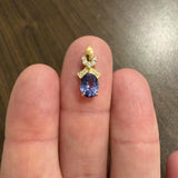 18k Yellow Gold 1.22ct Tanzanite and Diamond Bow Pendant 0.75"