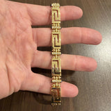 18k Yellow Gold Diamond and Sapphire 36.7g Greek Key Link Bracelet 7"