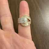 Effy 14k Yellow and White Gold 1cttw Diamond Interlocking Band Ring Size 7.25