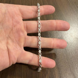 14k White Gold and 1cttw Diamond Cluster Floral Link Bracelet 7.25"