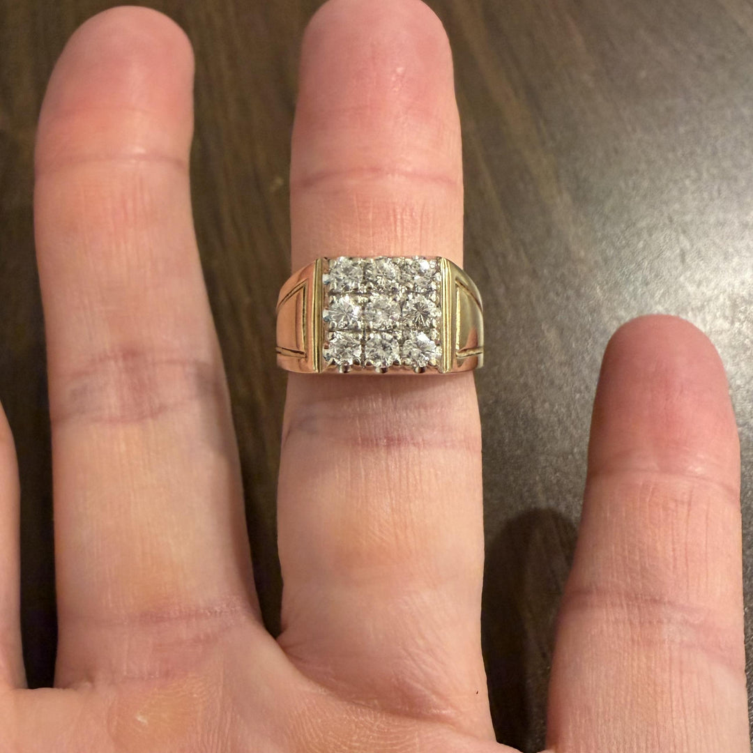 14k Yellow Gold and 0.50cttw Diamond Solid Men's Ring Size 8
