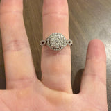 14k White Gold and 1cttw Diamond Vintage Ladies Cluster Halo Ring Size 8.5