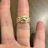 14k Yellow Gold and 0.50cttw Diamond Vintage Interwoven Band Ring Size 7.5