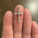 14k Yellow Gold and 0.35cttw Round and Baguette Diamond Cross Pendant 1.25"