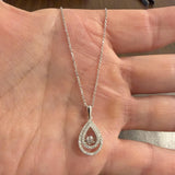 14k White Gold and 0.50cttw Diamond Floating Pear Shape Pendant Necklace 20"