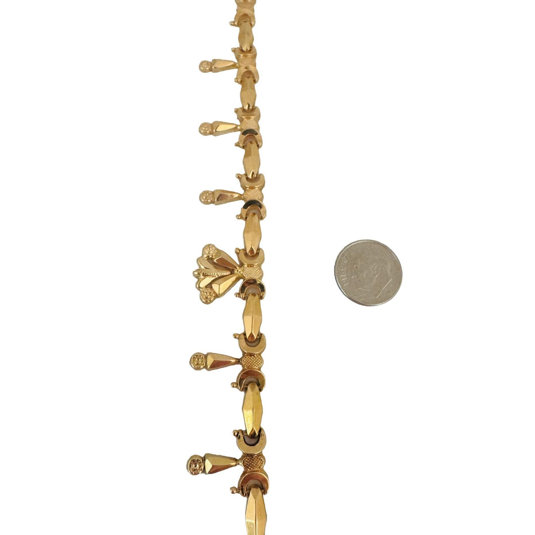 18k Yellow Gold 22g Vintage Ladies Fringe Drop Dangle Necklace Italy 16"