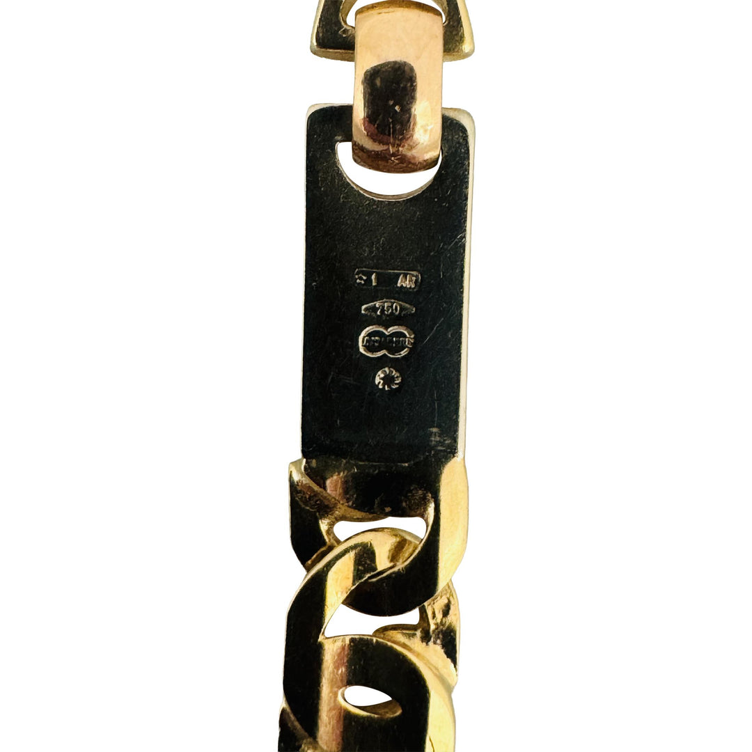 18k Yellow Gold 11.5g Solid Vintage Men's UnoAErre Link Bracelet Italy 8.5"