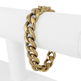 14k Yellow Gold 33.3g Semi Solid Thick 12mm Vintage Curb Link Bracelet 7.25"
