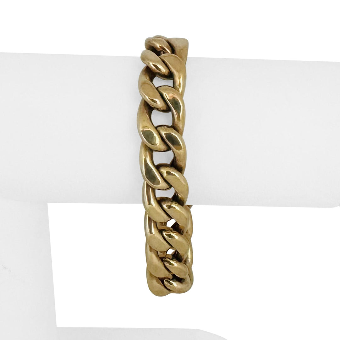 14k Yellow Gold 33.3g Semi Solid Thick 12mm Vintage Curb Link Bracelet 7.25"
