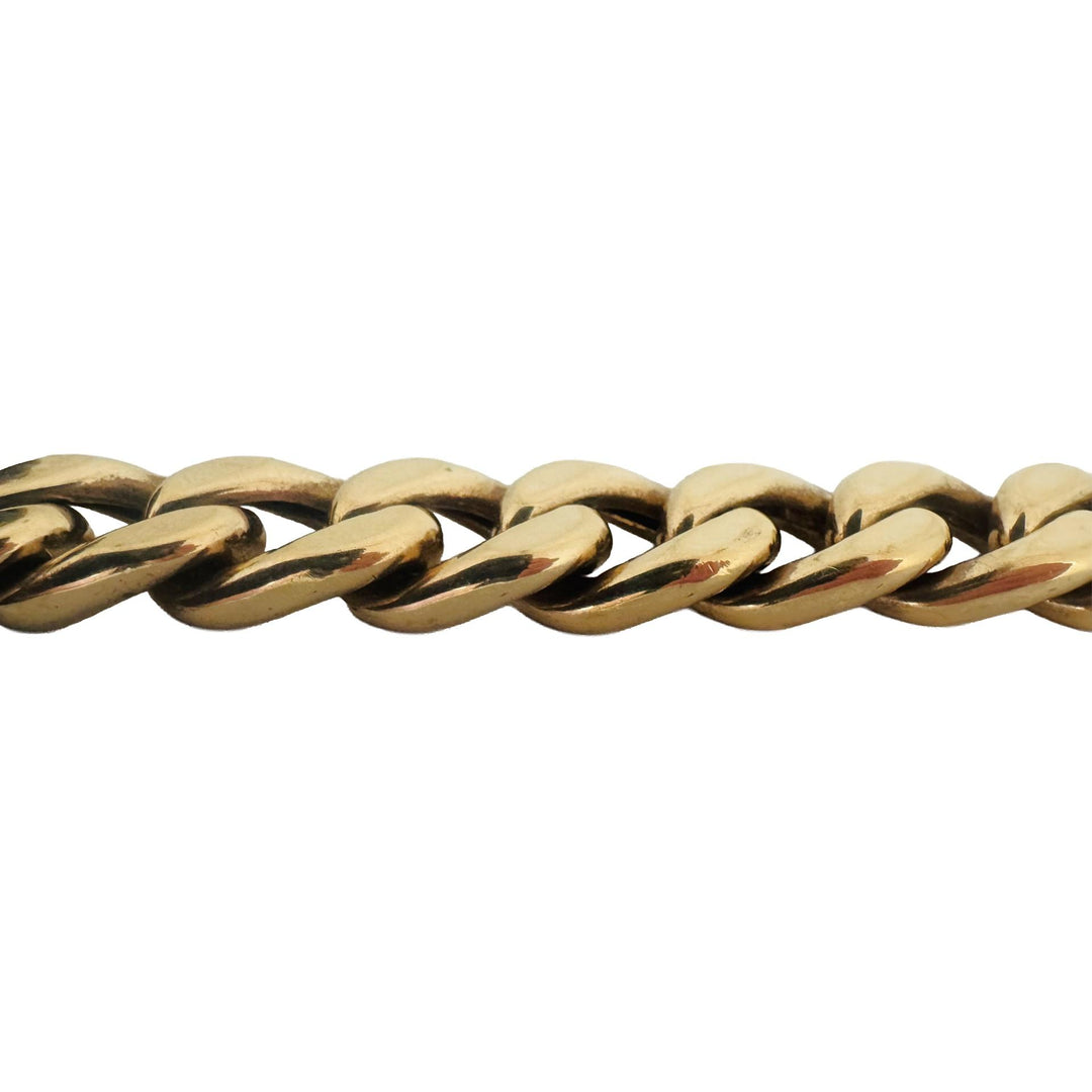 14k Yellow Gold 33.3g Semi Solid Thick 12mm Vintage Curb Link Bracelet 7.25"