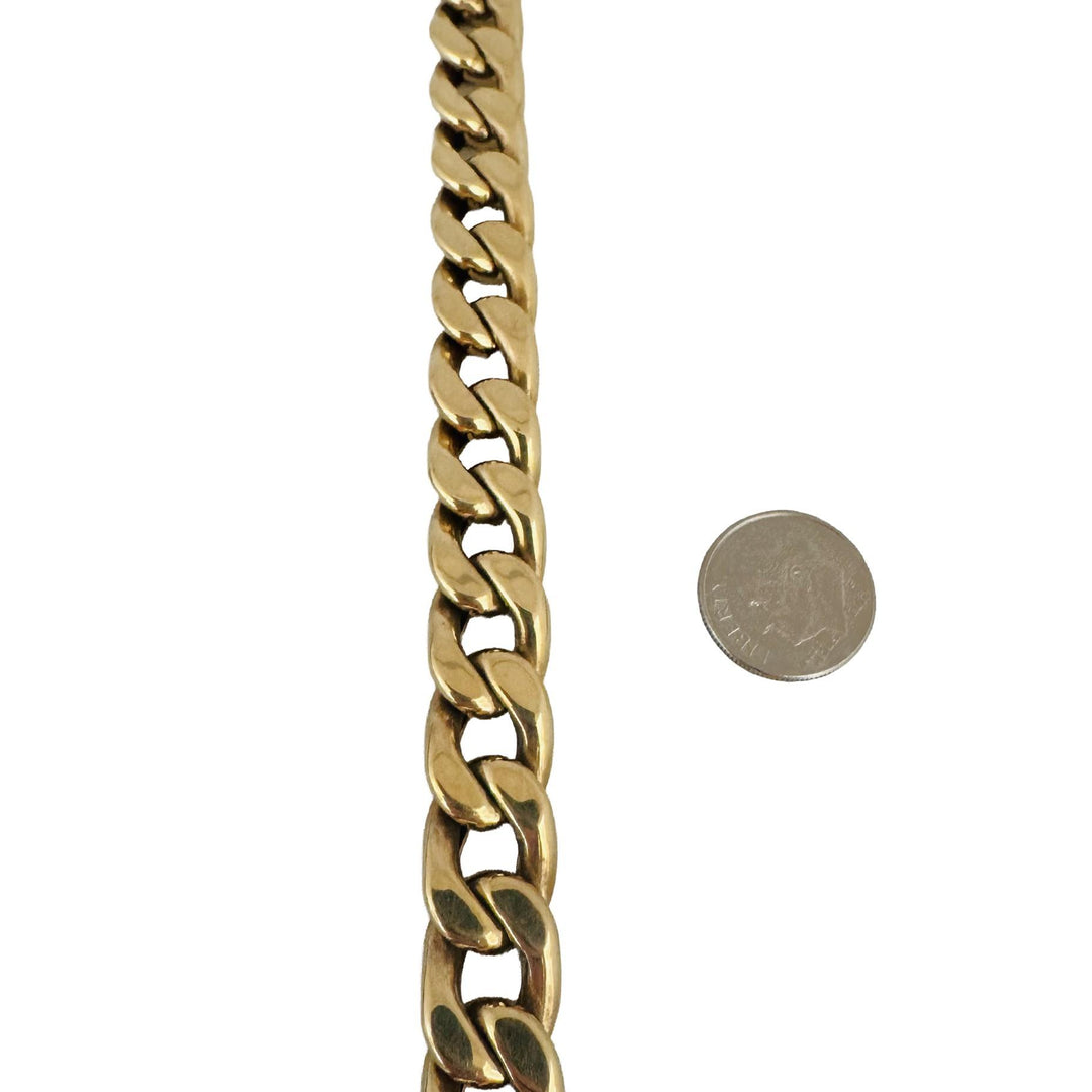 14k Yellow Gold 33.3g Semi Solid Thick 12mm Vintage Curb Link Bracelet 7.25"