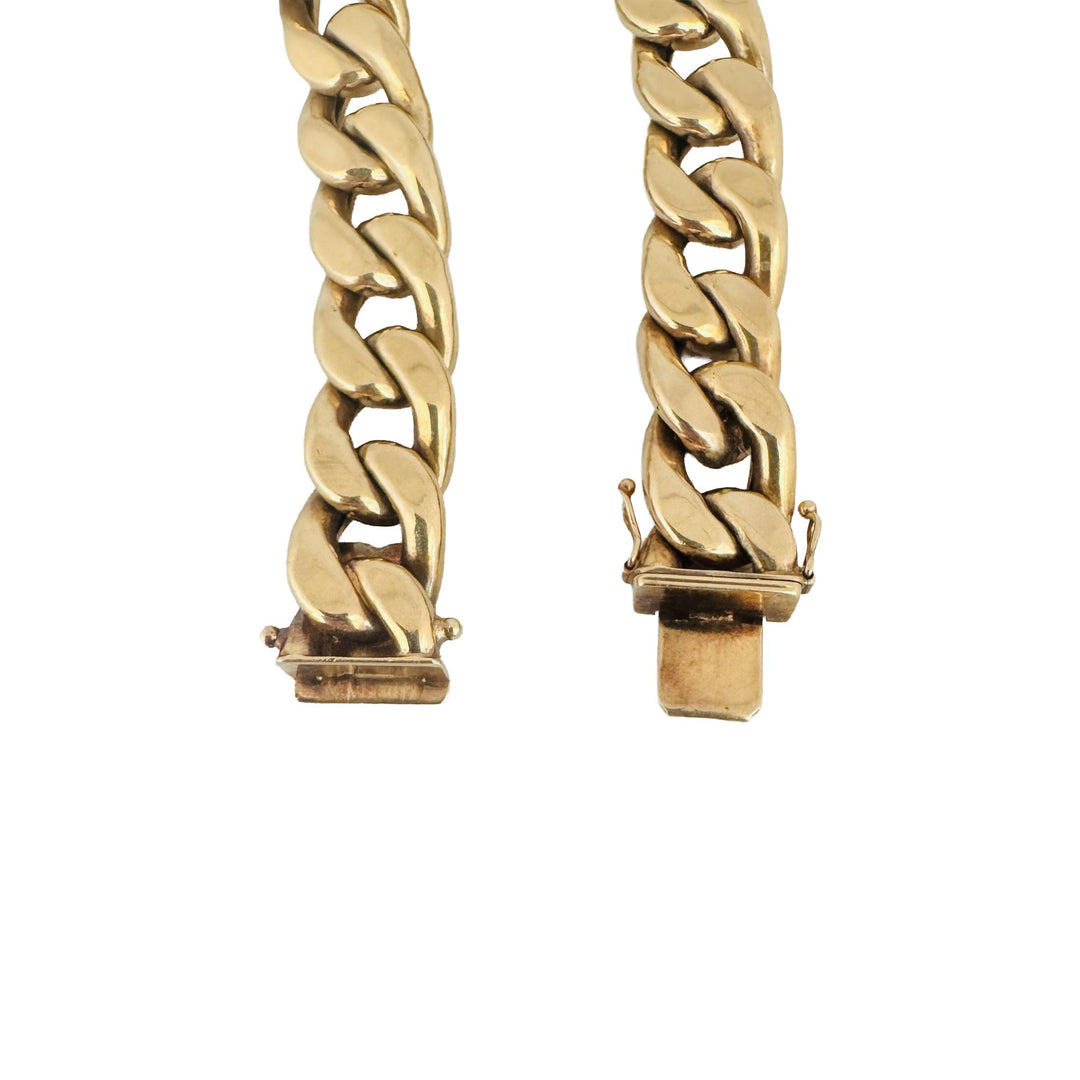 14k Yellow Gold 33.3g Semi Solid Thick 12mm Vintage Curb Link Bracelet 7.25"