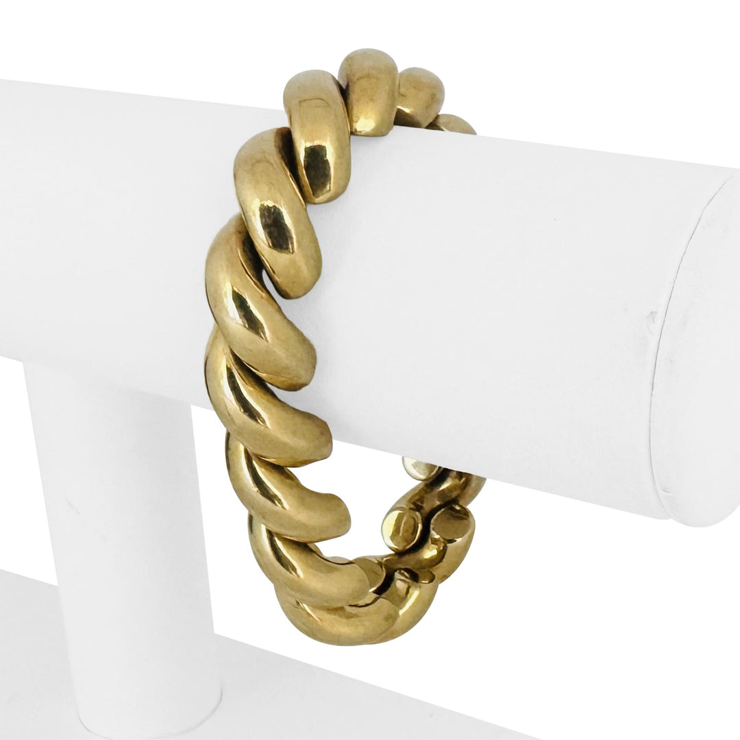 14k Yellow Gold 48.5g Heavy Thick 13mm San Marco Link Bracelet Italy 7.5"