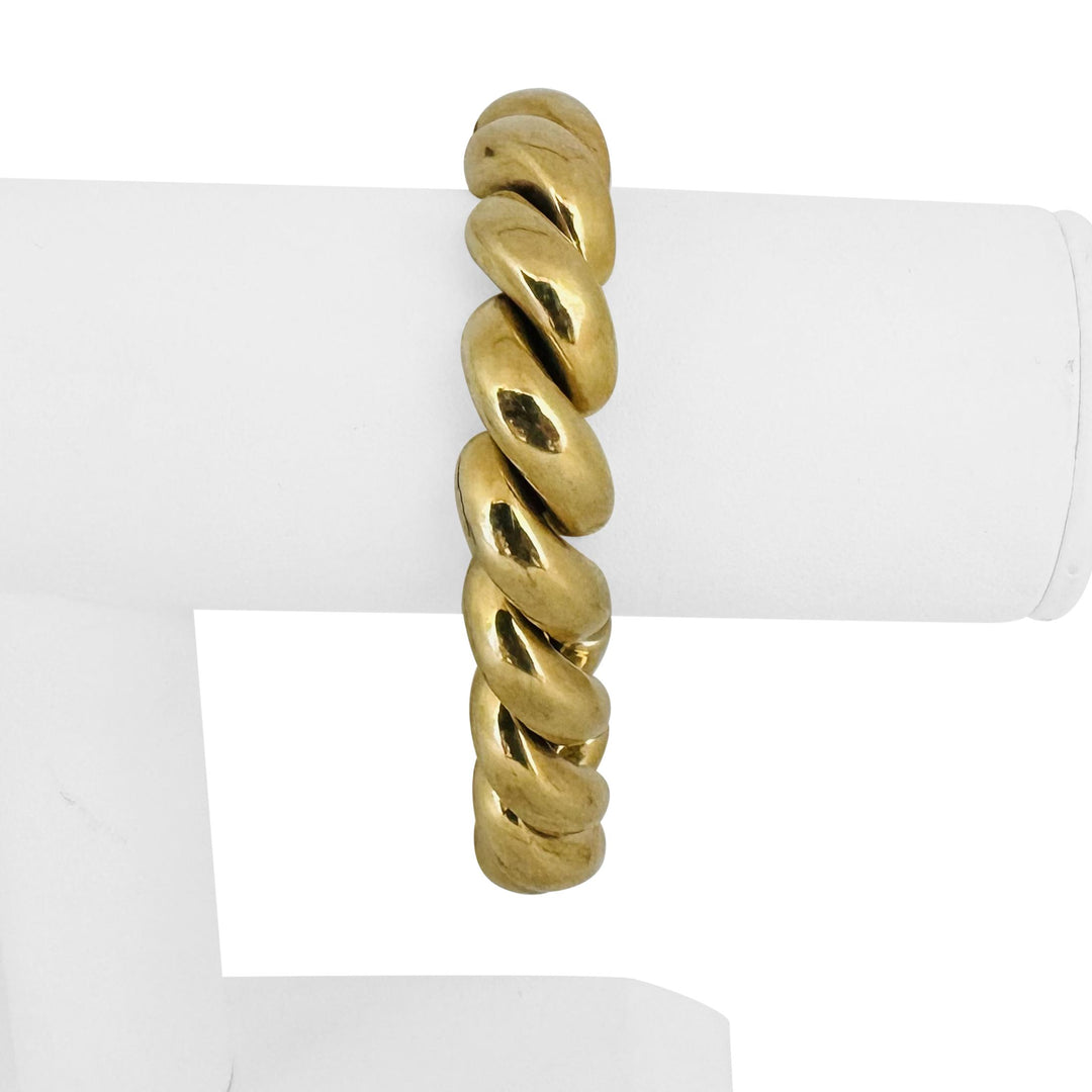 14k Yellow Gold 48.5g Heavy Thick 13mm San Marco Link Bracelet Italy 7.5"