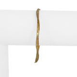 14k Yellow Gold 7.2g Solid Hammered Curved Abstract Bangle Bracelet 7.5"
