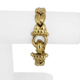 14k Yellow Gold 31.2g Thick Vintage Ladies Fancy Link Bracelet Italy 7.25"