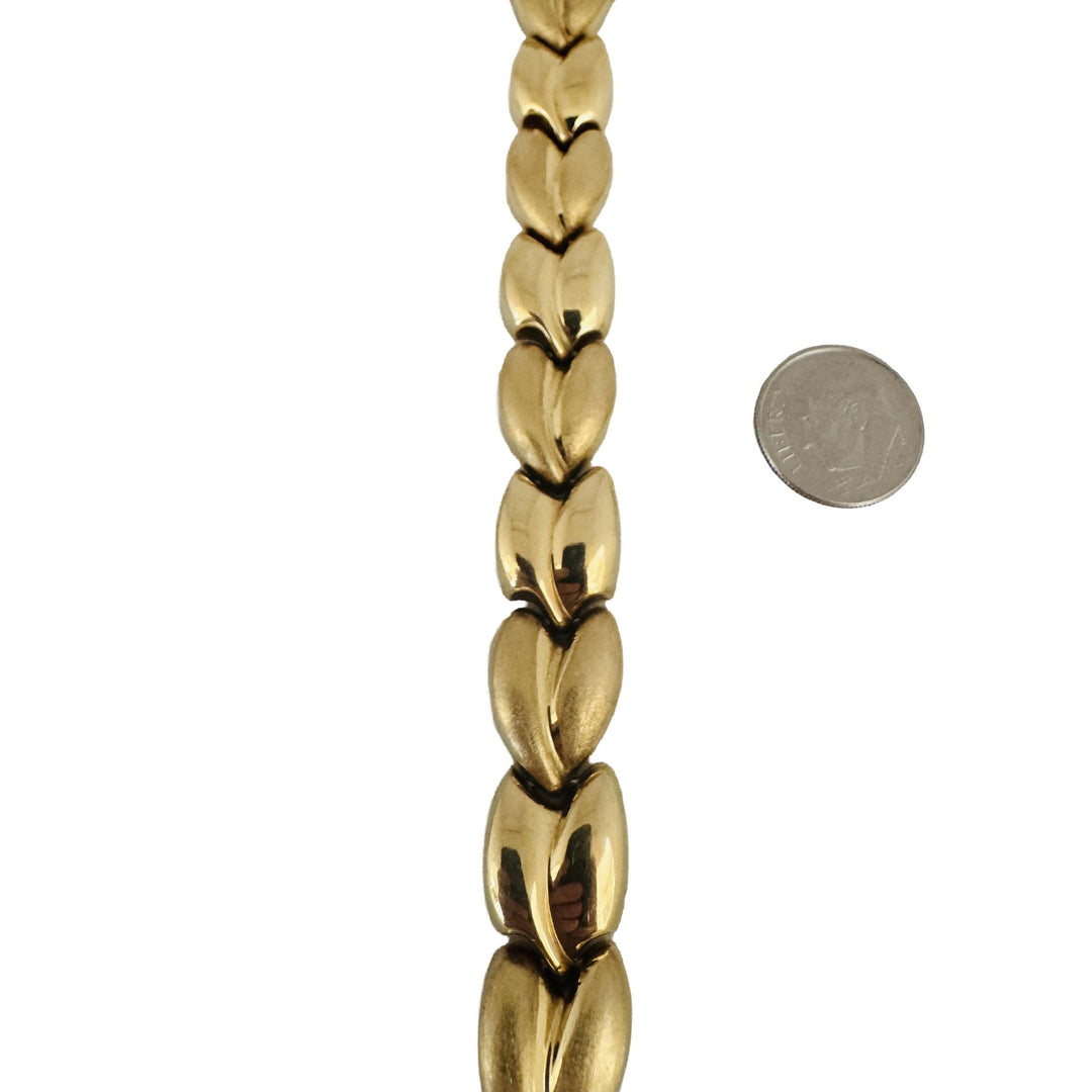 14k Yellow Gold 31.2g Thick Vintage Ladies Fancy Link Bracelet Italy 7.25"