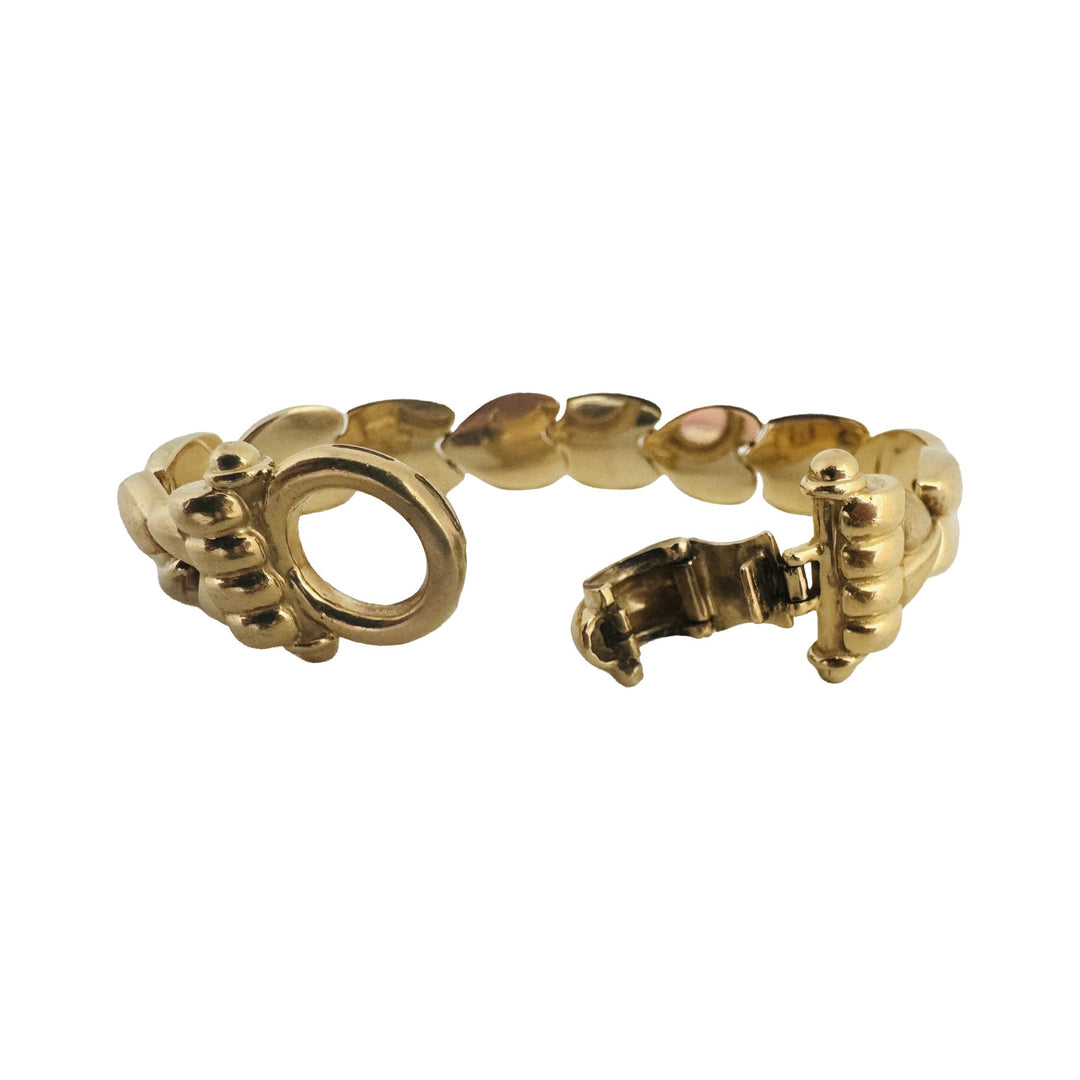 14k Yellow Gold 31.2g Thick Vintage Ladies Fancy Link Bracelet Italy 7.25"