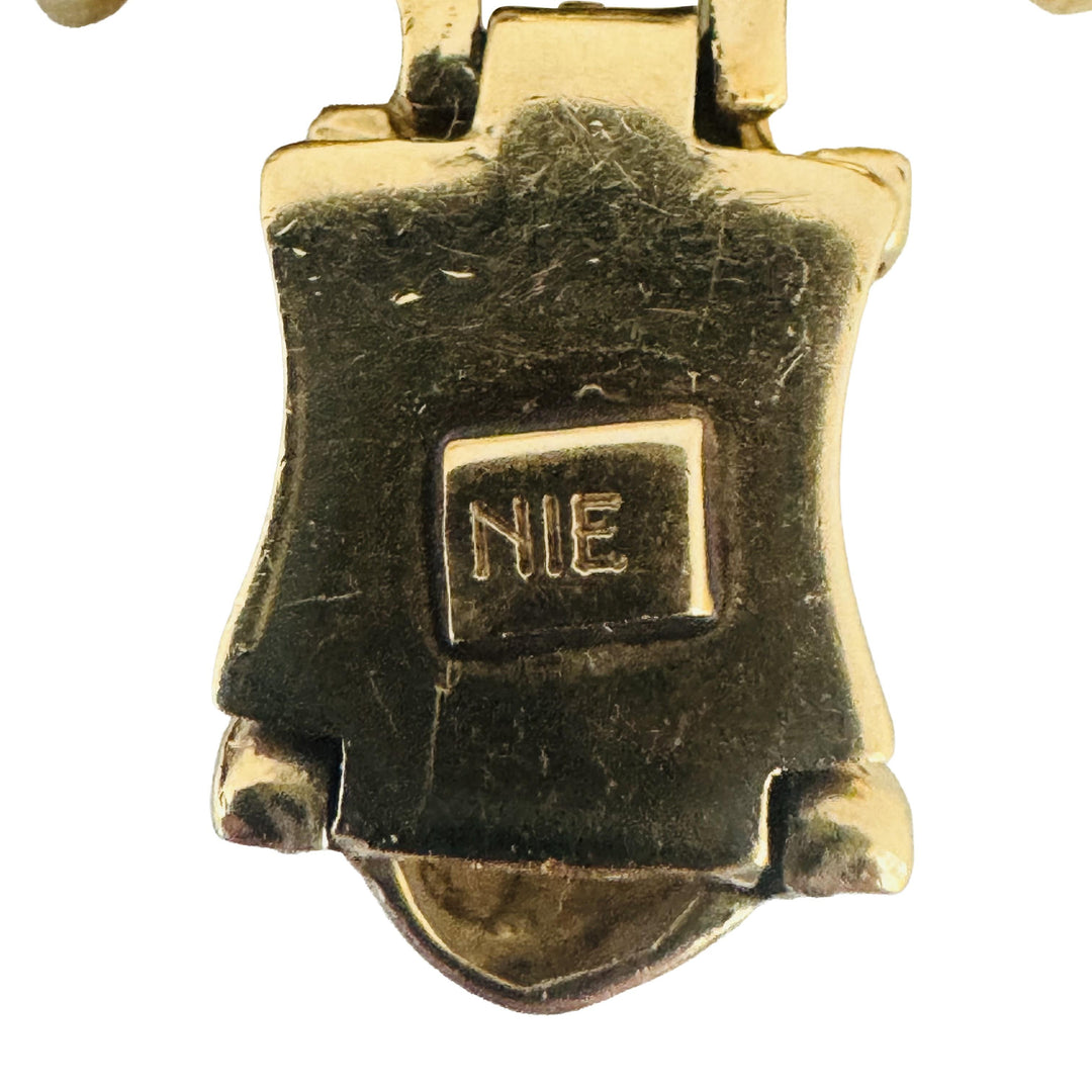 14k Yellow Gold 31.2g Thick Vintage Ladies Fancy Link Bracelet Italy 7.25"
