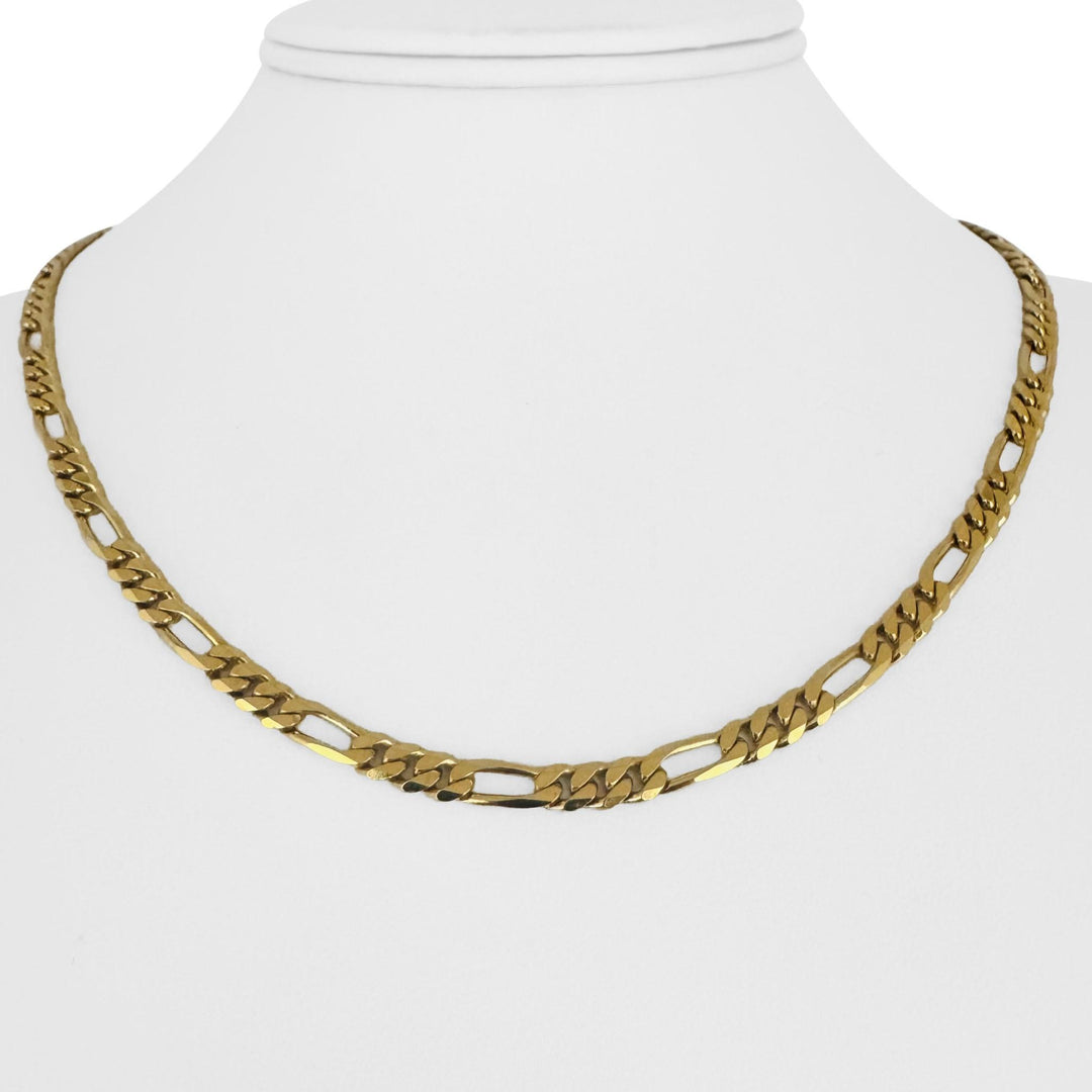 14k Yellow Gold 17.7g Solid Heavy 4mm Figaro Link Chain Necklace Italy 18"