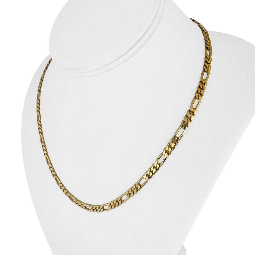 14k Yellow Gold 17.7g Solid Heavy 4mm Figaro Link Chain Necklace Italy 18"